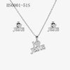 Wholesale Stainless Steel Gold Earrings Necklace Set With Bear Pattern Pendants And Ochain Electroplated With Letters Numbers Text Design