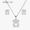 Wholesale Stainless Steel Gold Earrings Necklace Set With Bear Pattern Pendants And Ochain Electroplated With Letters Numbers Text Design