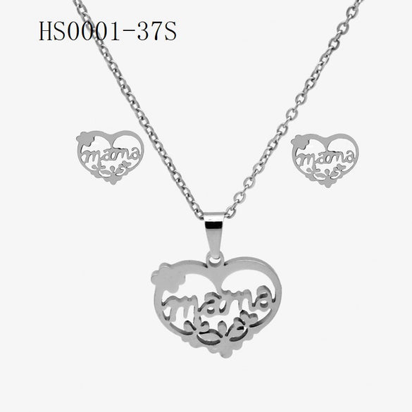 Wholesale Stainless Steel Gold Earrings Necklace Set With Bear Pattern Pendants And Ochain Electroplated With Letters Numbers Text Design