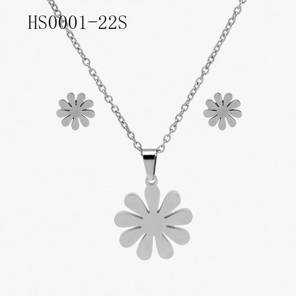 Wholesale Stainless Steel Gold Earrings Necklace Set With Bear Pattern Pendants And Ochain Electroplated With Letters Numbers Text Design