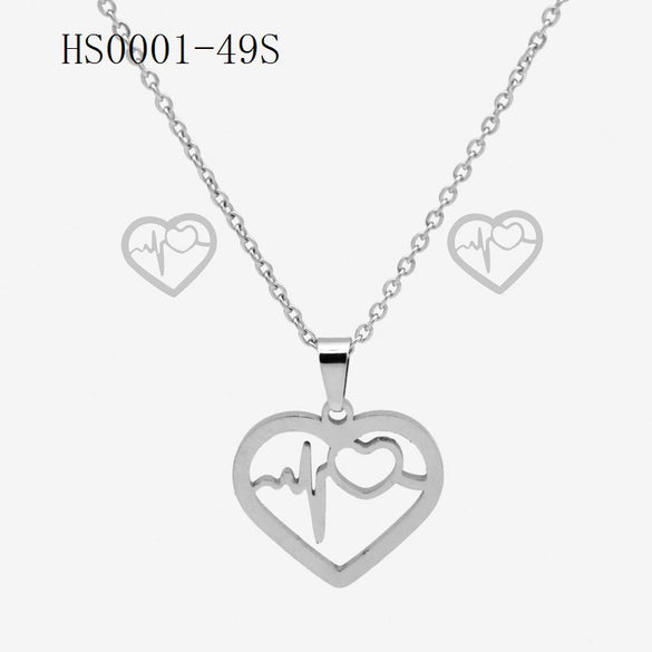 Wholesale Stainless Steel Gold Earrings Necklace Set With Bear Pattern Pendants And Ochain Electroplated With Letters Numbers Text Design