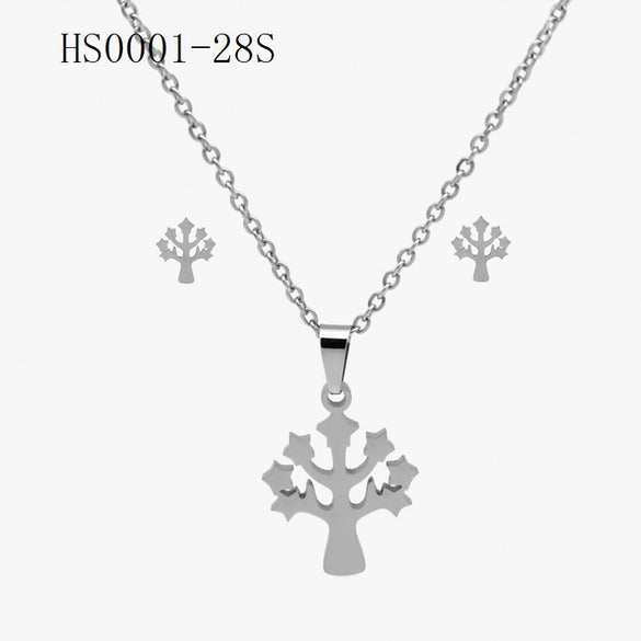 Wholesale Stainless Steel Gold Earrings Necklace Set With Bear Pattern Pendants And Ochain Electroplated With Letters Numbers Text Design
