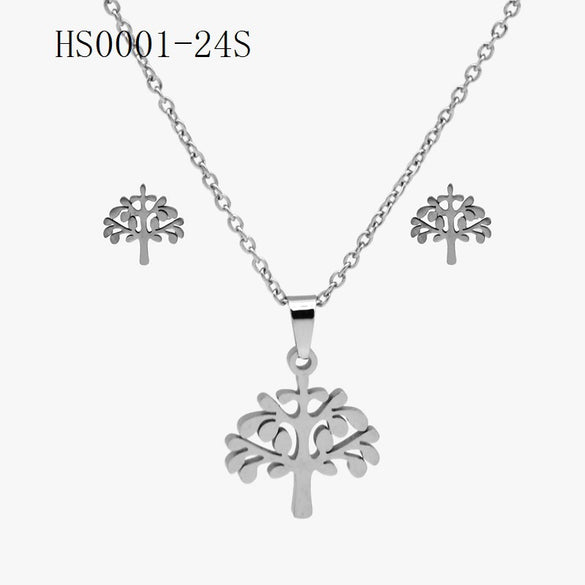 Wholesale Stainless Steel Gold Earrings Necklace Set With Bear Pattern Pendants And Ochain Electroplated With Letters Numbers Text Design