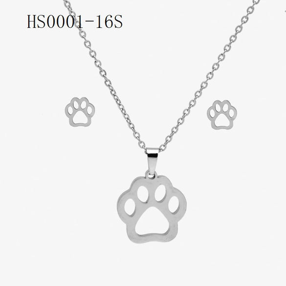 Wholesale Stainless Steel Gold Earrings Necklace Set With Bear Pattern Pendants And Ochain Electroplated With Letters Numbers Text Design