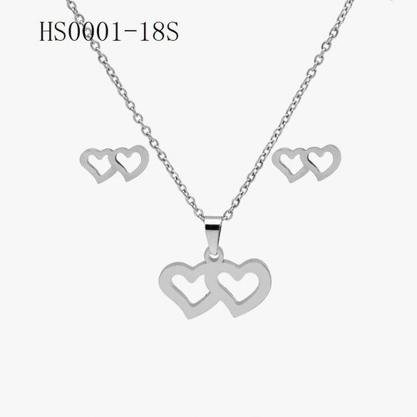Wholesale Stainless Steel Gold Earrings Necklace Set With Bear Pattern Pendants And Ochain Electroplated With Letters Numbers Text Design