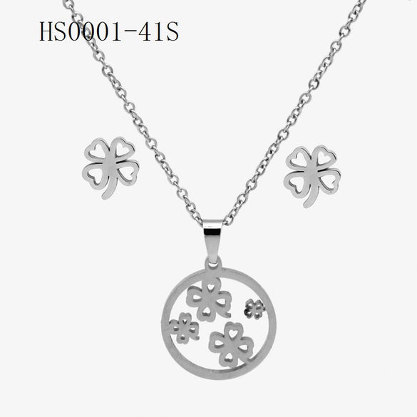 Wholesale Stainless Steel Gold Earrings Necklace Set With Bear Pattern Pendants And Ochain Electroplated With Letters Numbers Text Design