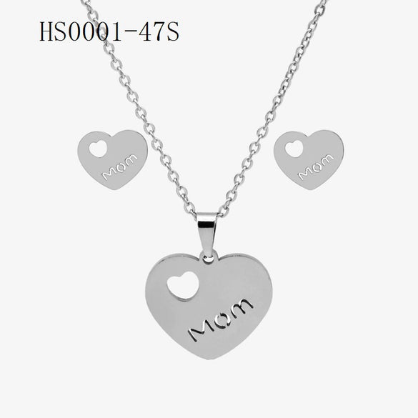 Wholesale Stainless Steel Gold Earrings Necklace Set With Bear Pattern Pendants And Ochain Electroplated With Letters Numbers Text Design