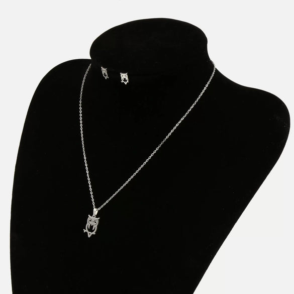 Wholesale Stainless Steel Gold Earrings Necklace Set With Bear Pattern Pendants And Ochain Electroplated With Letters Numbers Text Design