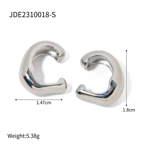 Wholesale Stainless Steel Gold Earrings With Geometric Design Electroplated Ear Clips For Women