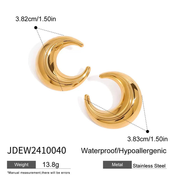 Wholesale Stainless Steel Gold Earrings With Geometric Pattern And Electroplating Treatment For Women