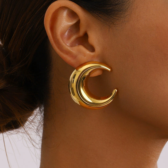 Wholesale Stainless Steel Gold Earrings With Geometric Pattern And Electroplating Treatment For Women