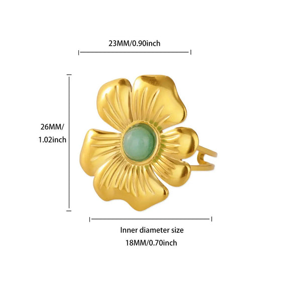 Wholesale Stainless Steel Gold Electroplated Crown Pattern Hollow Petal Multilayer Ring For Women