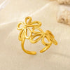 Wholesale Stainless Steel Gold Electroplated Crown Pattern Hollow Petal Multilayer Ring For Women