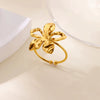 Wholesale Stainless Steel Gold Electroplated Crown Pattern Hollow Petal Multilayer Ring For Women