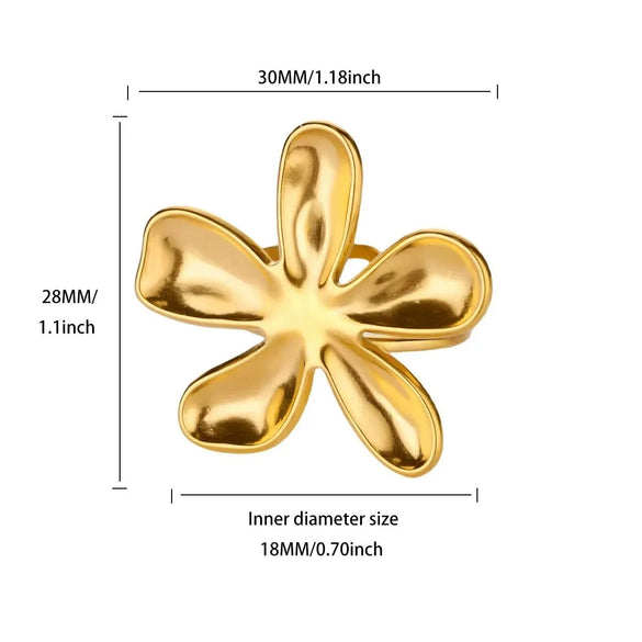 Wholesale Stainless Steel Gold Electroplated Crown Pattern Hollow Petal Multilayer Ring For Women