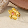 Wholesale Stainless Steel Gold Electroplated Crown Pattern Hollow Petal Multilayer Ring For Women