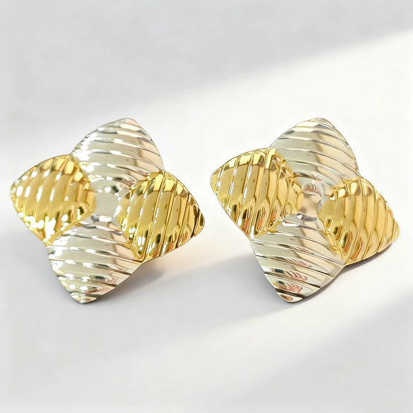 Wholesale Stainless Steel Gold Electroplated Geometric Square Earrings For Women