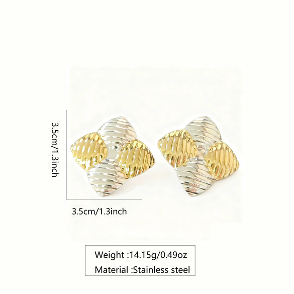 Wholesale Stainless Steel Gold Electroplated Geometric Square Earrings For Women