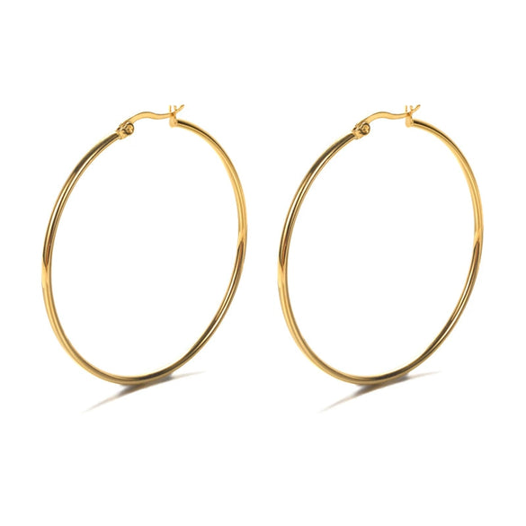 Wholesale Stainless Steel Gold Inlaid Geometric Circle Earrings
