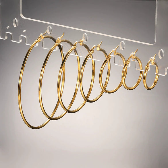 Wholesale Stainless Steel Gold Inlaid Geometric Circle Earrings