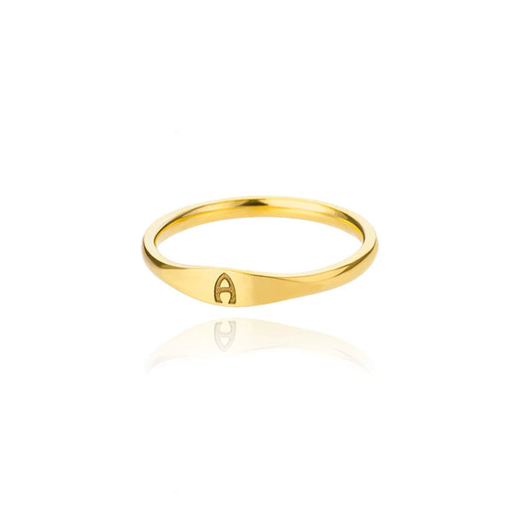 Wholesale Stainless Steel Gold Inlaid Letter Ring Unisex Jewelry