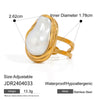 Wholesale Stainless Steel Gold Pearl Ring With Asymmetrical Exaggerated Design And Geometric Pattern Electroplated For Women