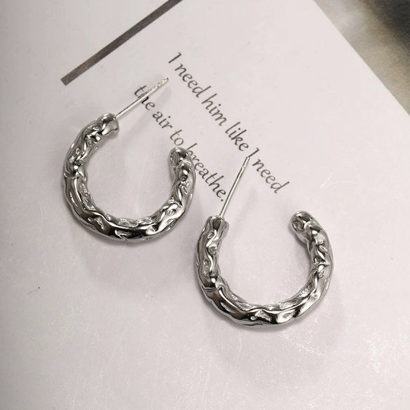 Wholesale Stainless Steel Gold Plated C Shaped Love Twist Earrings For Women