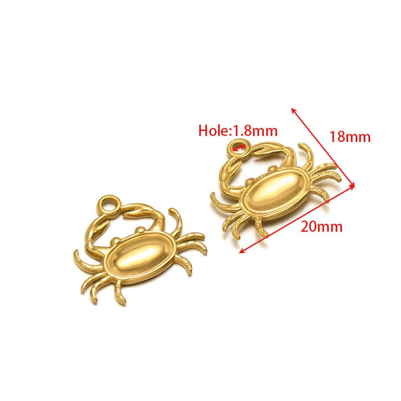 Wholesale Stainless Steel Gold Plated Crab Fish Animal Pendant For Sweater Bracelet Necklace Accessories With Shell Crab Pattern And Electroplating Process