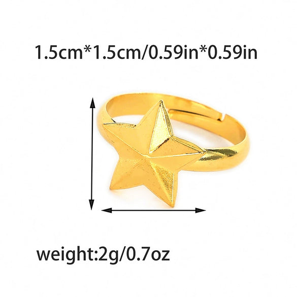 Wholesale Stainless Steel Gold Plated Five Pointed Star Fashion Ring For Women