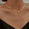 Wholesale Stainless Steel Gold Plated Frosted Animal Zodiac Butterfly Pendant Snake Bone Chain Necklace For Women