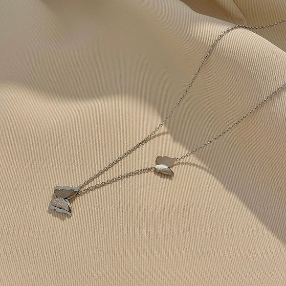 Wholesale Stainless Steel Gold Plated Frosted Animal Zodiac Butterfly Pendant Snake Bone Chain Necklace For Women