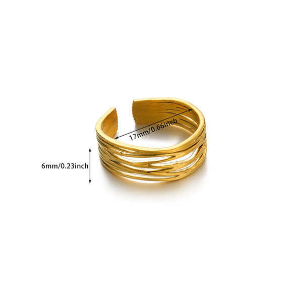 Wholesale Stainless Steel Gold Plated Geometric Arc Ring For Women