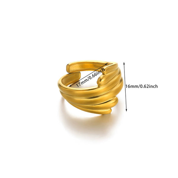 Wholesale Stainless Steel Gold Plated Geometric Arc Ring For Women