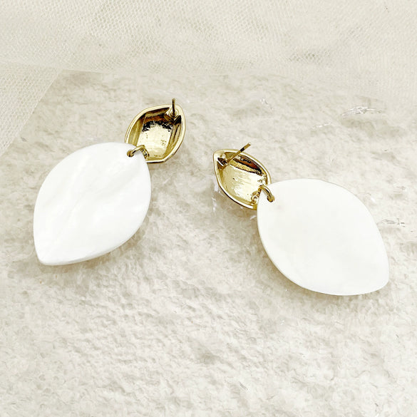 Wholesale Stainless Steel Gold Plated Geometric Fish Bone Leaf Earrings