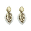 Wholesale Stainless Steel Gold Plated Geometric Fish Bone Leaf Earrings