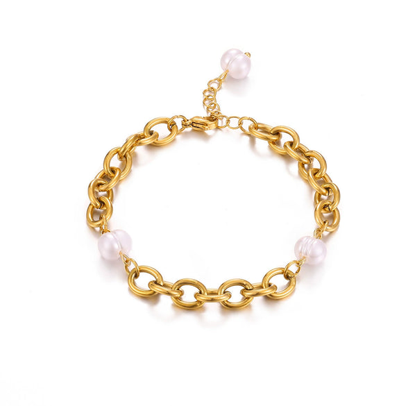 Wholesale Stainless Steel Gold Plated Geometric Simple Style Women's Jewelry Bracelet And Earrings