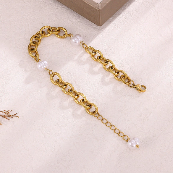 Wholesale Stainless Steel Gold Plated Geometric Simple Style Women's Jewelry Bracelet And Earrings