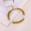 Wholesale Stainless Steel Gold Plated Geometric Simple Style Women's Jewelry Bracelet And Earrings