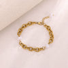 Wholesale Stainless Steel Gold Plated Geometric Simple Style Women's Jewelry Bracelet And Earrings