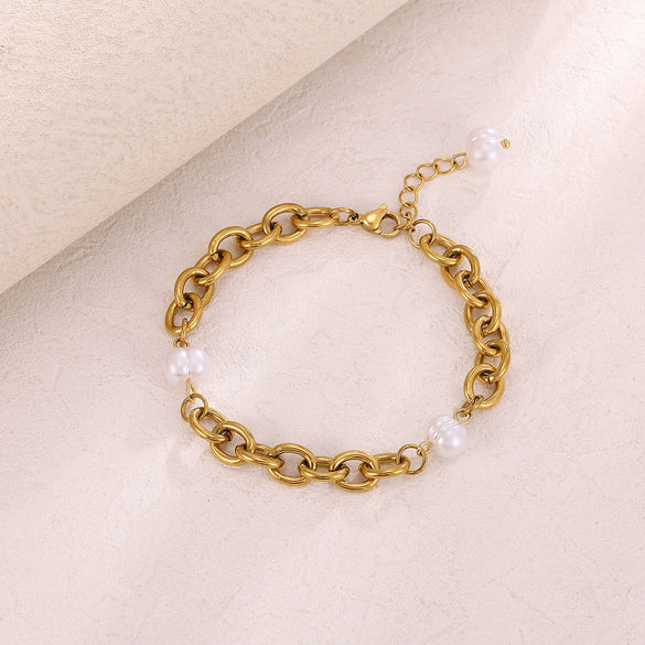 Wholesale Stainless Steel Gold Plated Geometric Simple Style Women's Jewelry Bracelet And Earrings