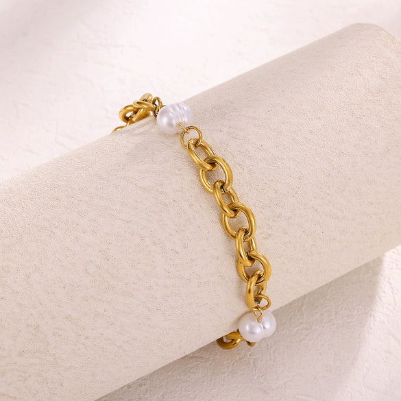 Wholesale Stainless Steel Gold Plated Geometric Simple Style Women's Jewelry Bracelet And Earrings