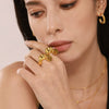Wholesale 316L Stainless Steel Gold Plated Geometric Twist Finger Ring