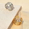 Wholesale Stainless Steel Gold Plated Heart Shape Opening Adjustable Love Ring With Natural And Geometric Style For Ladies