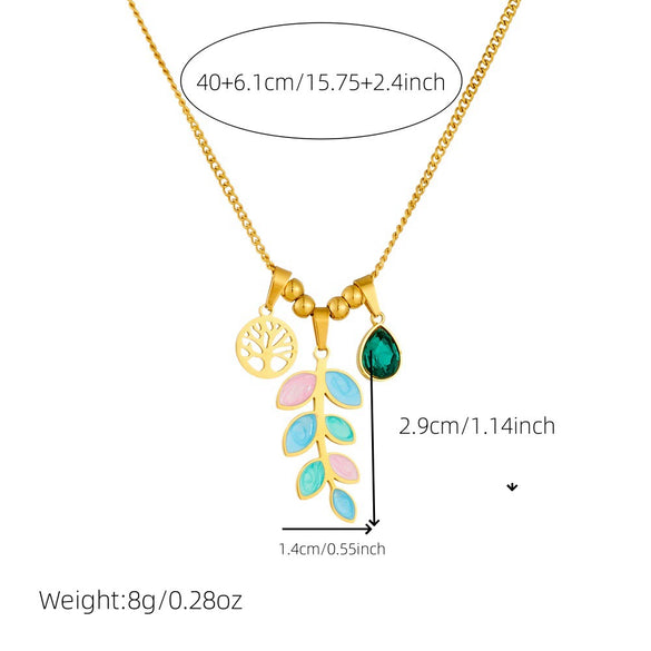 Wholesale Stainless Steel Gold Plated Leaf Pendant Chain Necklace Little Fresh Style