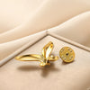 Wholesale Stainless Steel Gold Plated Letter Shaped Butterfly Brooch With Zircon And Imitation Pearl Electroplated