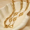 Wholesale Stainless Steel Gold Plated Necklace And Bracelet With Natural Freshwater Pearl Stitching And O Buckle Simple Geometric Style