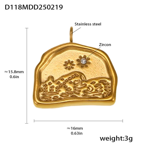 Wholesale Stainless Steel Gold Plated Pendants With Wave Geometry Animals Zodiac Patterns Electroplated