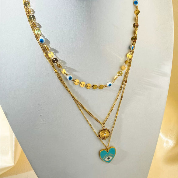 Wholesale Stainless Steel Gold Plated Personality Heart Pattern Necklace