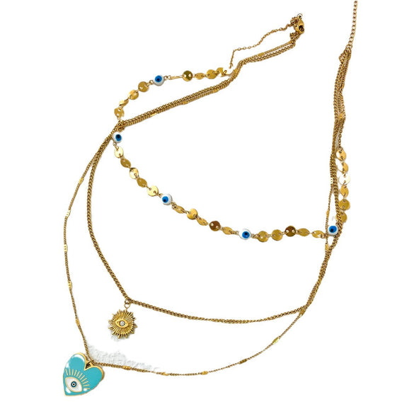 Wholesale Stainless Steel Gold Plated Personality Heart Pattern Necklace