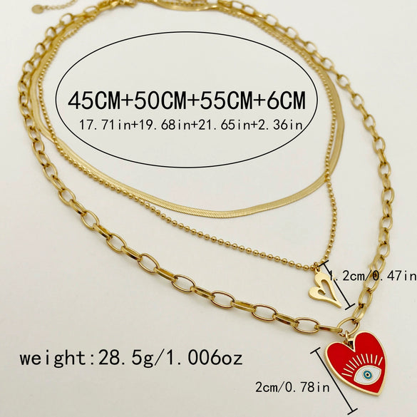 Wholesale Stainless Steel Gold Plated Personality Heart Pattern Necklace